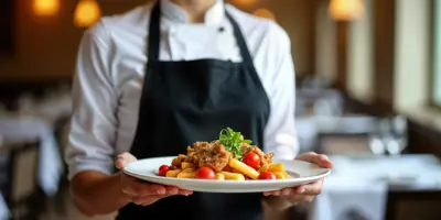 Person holding plate of food