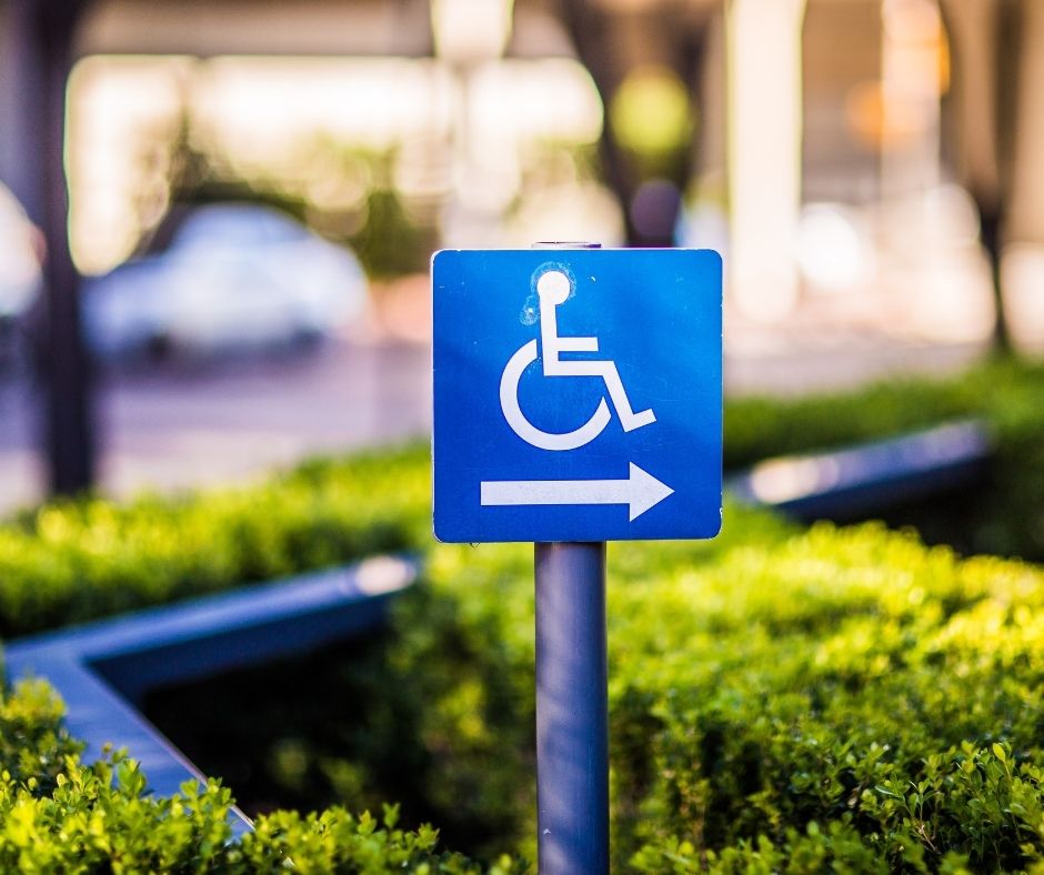 Accessible parking sign outside