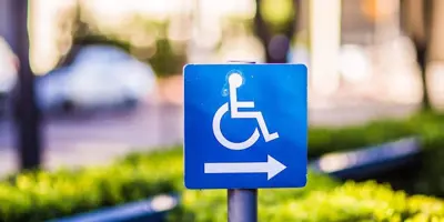 Accessible parking sign outside