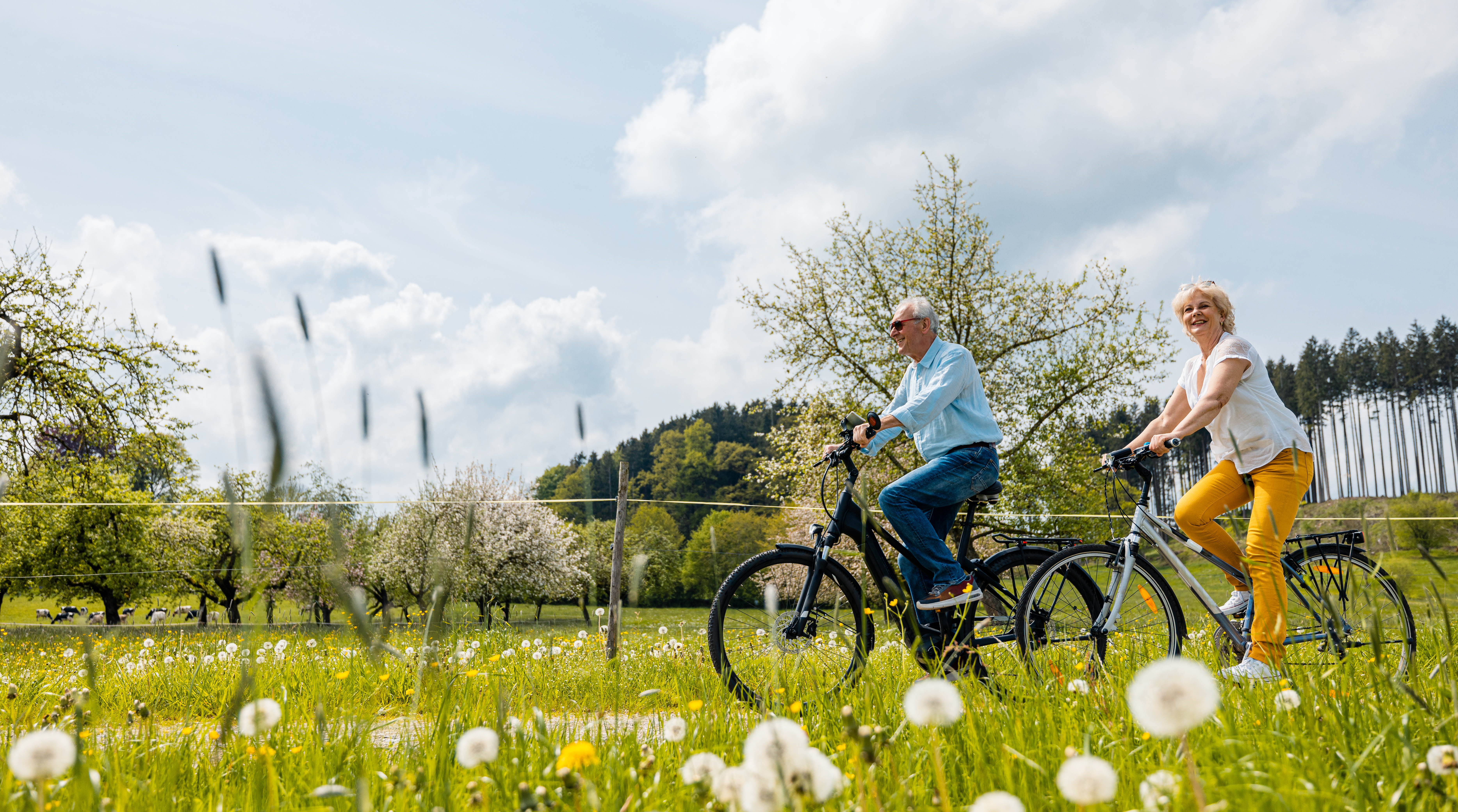 Couple biking