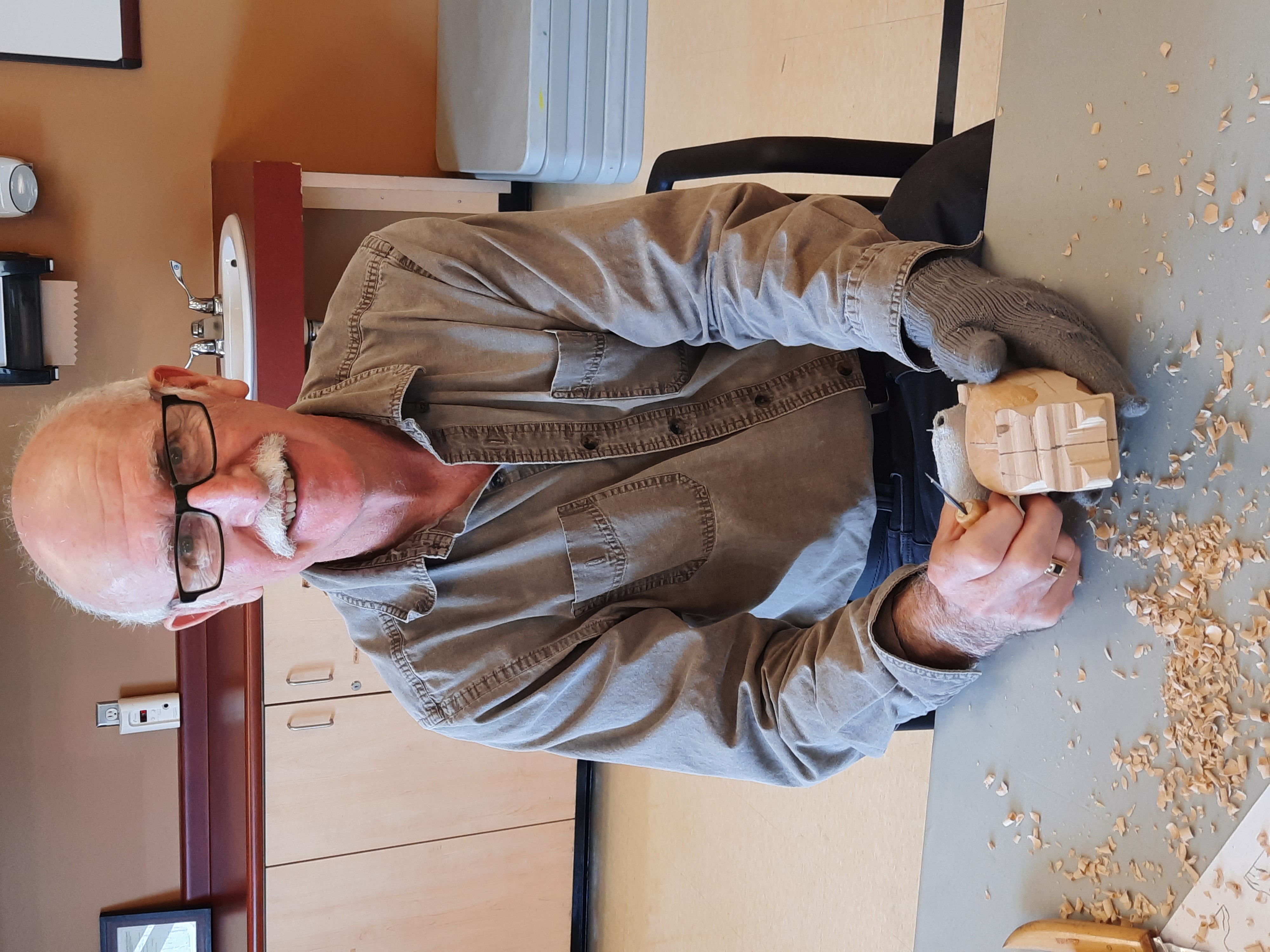 Member in woodcarving class