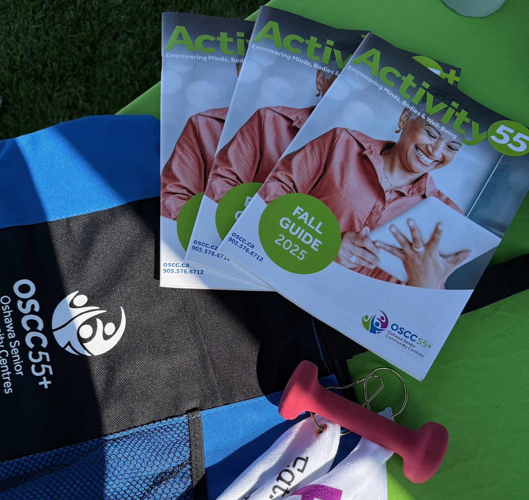 Fall 2025 Activity Guides with OSCC55+ merchandise